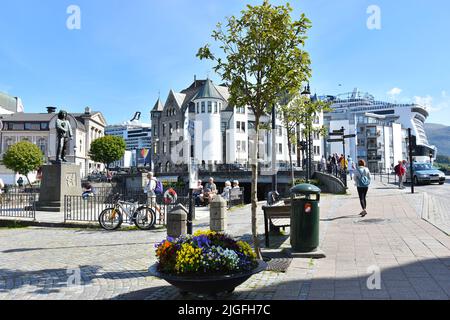 ALESUND, NORWAY - JULY , 2018. View of Centre of Alesund town , More og Romsdal County, renowned for its beautiful Art Nouveau buildings. Stock Photo