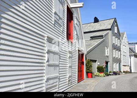 ALESUND, NORWAY - JULY , 2018. Traditional buildings in Molovegen, Alesund town , More og Romsdal County,  beautiful Art Nouveau buildings Stock Photo