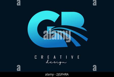 Creative blue letter GB g b logo with leading lines and road concept design. Letters with geometric design. Vector Illustration with letter and cuts. Stock Vector