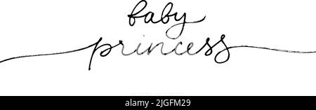 Baby princess line lettering isolated on white. Stock Vector