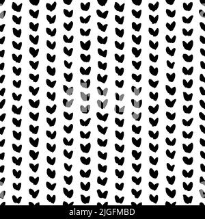 Seamless patterns with black small vector hearts Stock Vector