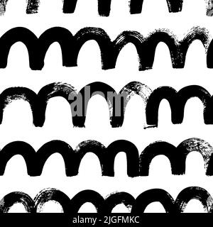 Bold wave hand drawn lines seamless pattern. Stock Vector