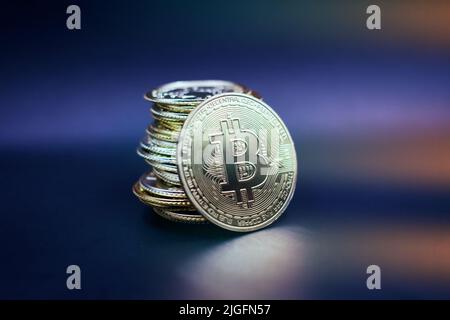 Bitcoin concept of new crypto currency . Stock Photo