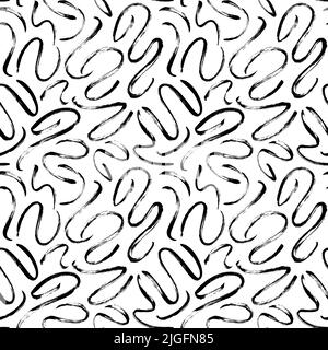 Black paint swirled thin line seamless pattern. Stock Vector