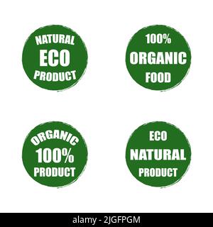 Vector badges, stickers, logo, stamp. Organic product. Labels for organic, natural, eco products Stock Vector