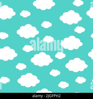 White clouds on a blue sky. Seamless background. Blue cloud seamless pattern Stock Vector