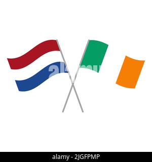 Netherlands and Ireland vector flags isolated on white background Stock Vector