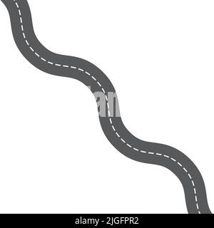 Vector curved road with white markings. Vector illustration Stock Vector