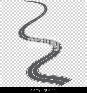 Vector curved road with white markings. Vector illustration Stock Vector