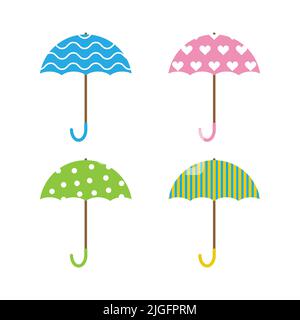 Set of colorful umbrellas vector isolated on white background Stock Vector