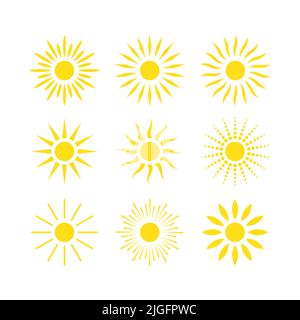Sun icon set vector illustration isolated on white background Stock Vector