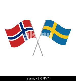 Swedish and Norwegian flags vector isolated on white background Stock Vector