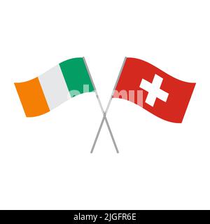 Swiss and Irish flags vector isolated on white background Stock Vector