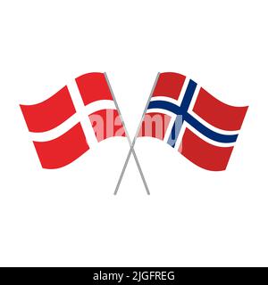 Danish and Norwegian flags vector isolated on white background Stock Vector