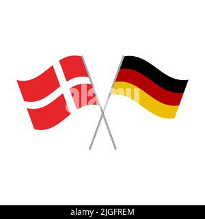 German and Danish flags vector isolated on white background Stock Vector