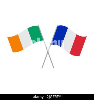 French and Irish flags vector isolated on white background Stock Vector