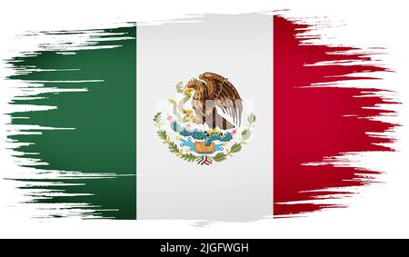 colorful hand-drawn brush strokes painted national country flag of Mexico. template for banner, card, advertising , TV commercial, ads, web design and Stock Photo