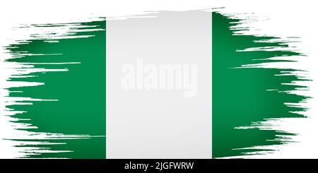 National flag of Nigeria painted with stroke brush on isolated white ...