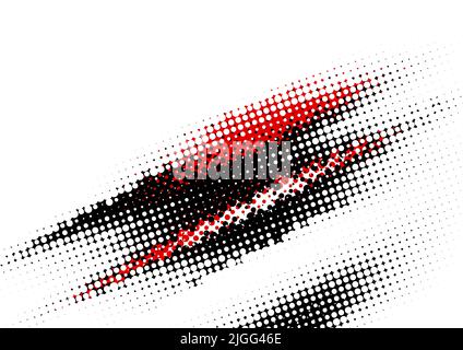 Abstract red and black dotted pattern with halftone effect on white background. Vector graphics Stock Vector