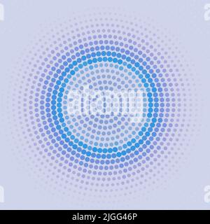 Abstract blue and cold purple halftone circle on periwinkle gray color background. Vector graphic pattern Stock Vector