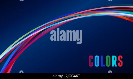 Abstract rainbow arc on a dark blue background. Vector graphic pattern Stock Vector