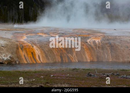 Colorful patterns of Iron Creek Spring in Black Sand Basin of Yellowstone NP, WY, USA. Stock Photo