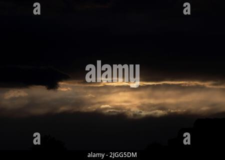 A unique and threatening window-like view into a major winter storm system over California's San Joaquin Valley. Stock Photo