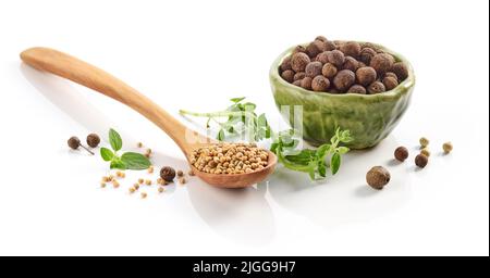 various herbs and spices isolated on white background Stock Photo