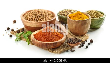 various spices isolated on white background Stock Photo