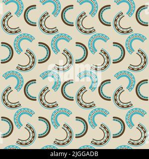 Blue rainbow groovy 1970 good vibes seamless vector pattern background. Warm retro abstract wallpaper, cute 70s texture Stock Vector