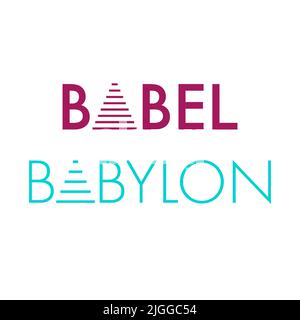 Stairway to Heaven, Tower of Babel sign idea. Flat vector illustration isolated on white background. Stock Vector