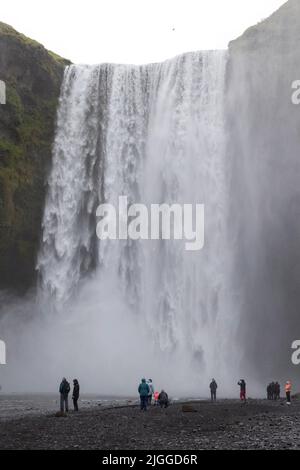 A general view of Skógafoss, a waterfall situated on the South Coast of Iceland.  Image shot on 9th July 2022.  © Belinda Jiao   jiao.bilin@gmail.com Stock Photo