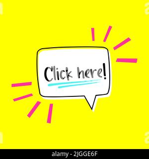 CLICK HERE! SPEECH BUBBLE POP CARTOON STYLE Stock Vector