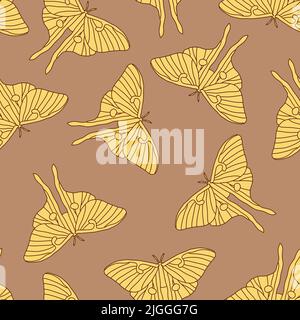 Luna moth seamless butterfly pattern for fabrics and wrapping paper and notebooks and summer clothes print and kids. High quality illustration Stock Photo