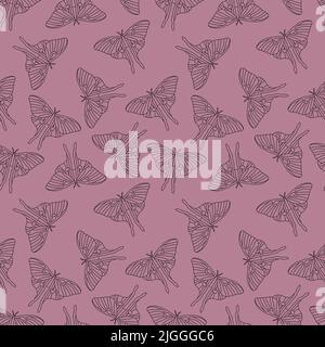 Luna moth seamless butterfly pattern for fabrics and wrapping paper and notebooks and summer clothes print and kids. High quality illustration Stock Photo