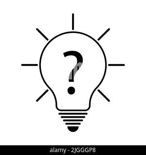 Light bulb icon with question mark inside isolated on white background Stock Vector