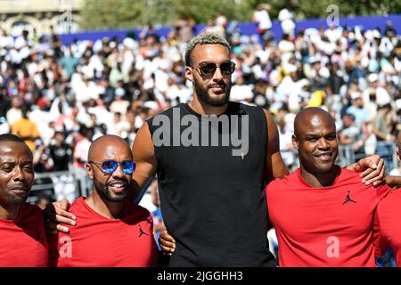 Paris, France. 10th July, 2022. Rudy Gobert of the Minnesota Timberwolves attends the Quai 54 basketball tournament (The World Streetball Championship) in Paris, France on July 10, 2022. Credit: Victor Joly/Alamy Live News Stock Photo