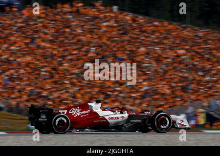 77 BOTTAS Valtteri (fin), Alfa Romeo F1 Team ORLEN C42, action during the Formula 1 Rolex Grosser Preis Von Osterreich 2022, 2022 Austrian Grand Prix, 11th round of the 2022 FIA Formula One World Championship from July 8 to 10, 2022 on the Red Bull Ring, in Spielberg, Austria - Photo: Dppi/DPPI/LiveMedia Stock Photo