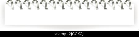 Paper binder, metal wire on pages of notebook Stock Vector
