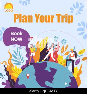 Plan your trip, book now travel agencies tour Stock Vector