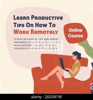 Learn productive tips on how to work remotely Stock Vector
