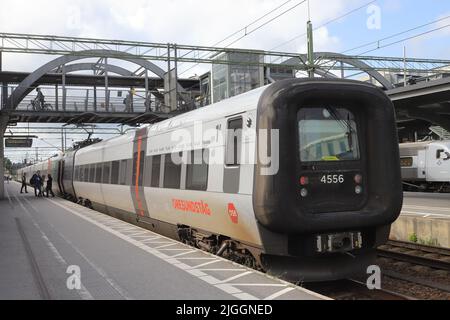 Lund, Sweden - June 15, 2022: One class X31 train waiting at the Lund central station in the international Oresundtrain service between Denmark and Sw Stock Photo