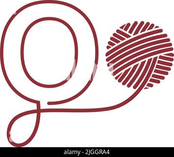 Letter O and skein of yarn icon design illustration vector Stock Vector