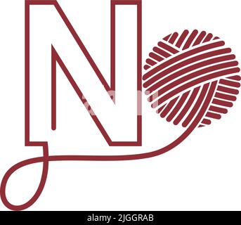 Letter N and skein of yarn icon design illustration vector Stock Vector