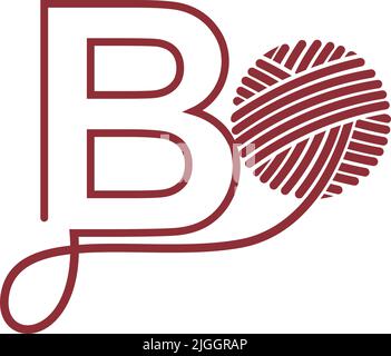 Letter B and skein of yarn icon design illustration vector Stock Vector