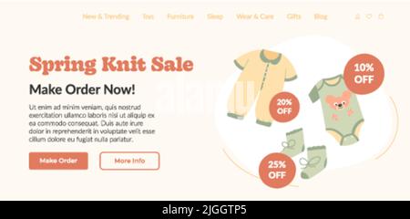 Spring knit sale, make order now on website page Stock Vector
