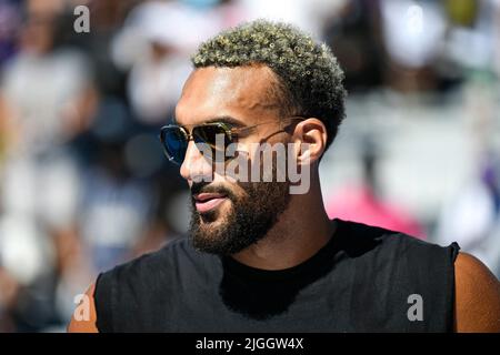 Rudy Gobert of the Minnesota Timberwolves attends the Quai 54 basketball tournament (The World Streetball Championship) in Paris, France on July 10, 2022. Photo by Victor Joly/ABACAPRESS.COM Stock Photo