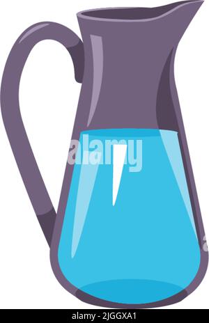 Jug filled with water, kitchenware and dishware Stock Vector