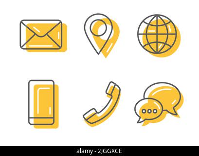Contact icons set on white background Stock Vector