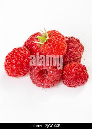 set of raspberries isolated on white background Stock Photo